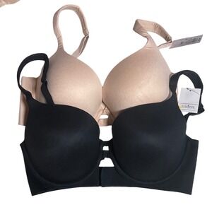 Auden Two-Pack Smooth T-Shirt Bras in Black and Nude